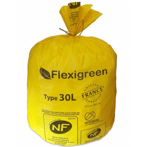 SAC À DÉCHETS 30L JAUNE BD 25µ