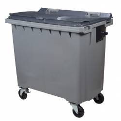 CONTENEUR ROULANT GRIS 660L
