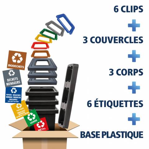 KIT 3 POUBELLES FIT 50L