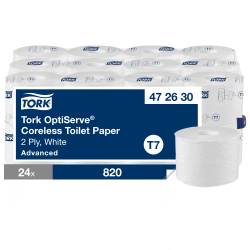 PAPIER HYGIÉNIQUE MID-SIZE SANS MANDRIN BLANC LOT DE 24