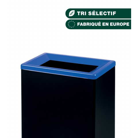 COUVERCLE BLEU POUR CORPS DE COLLECTEUR DE TRI SÉLECTIF EN MÉTAL 60L